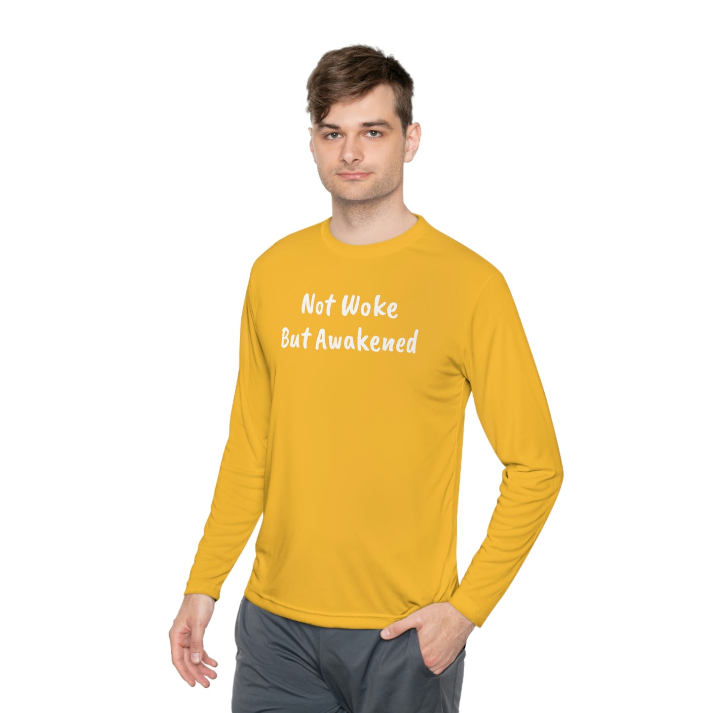 'Not Woke But Awakened' Athletic Fit Long Sleeve Tee