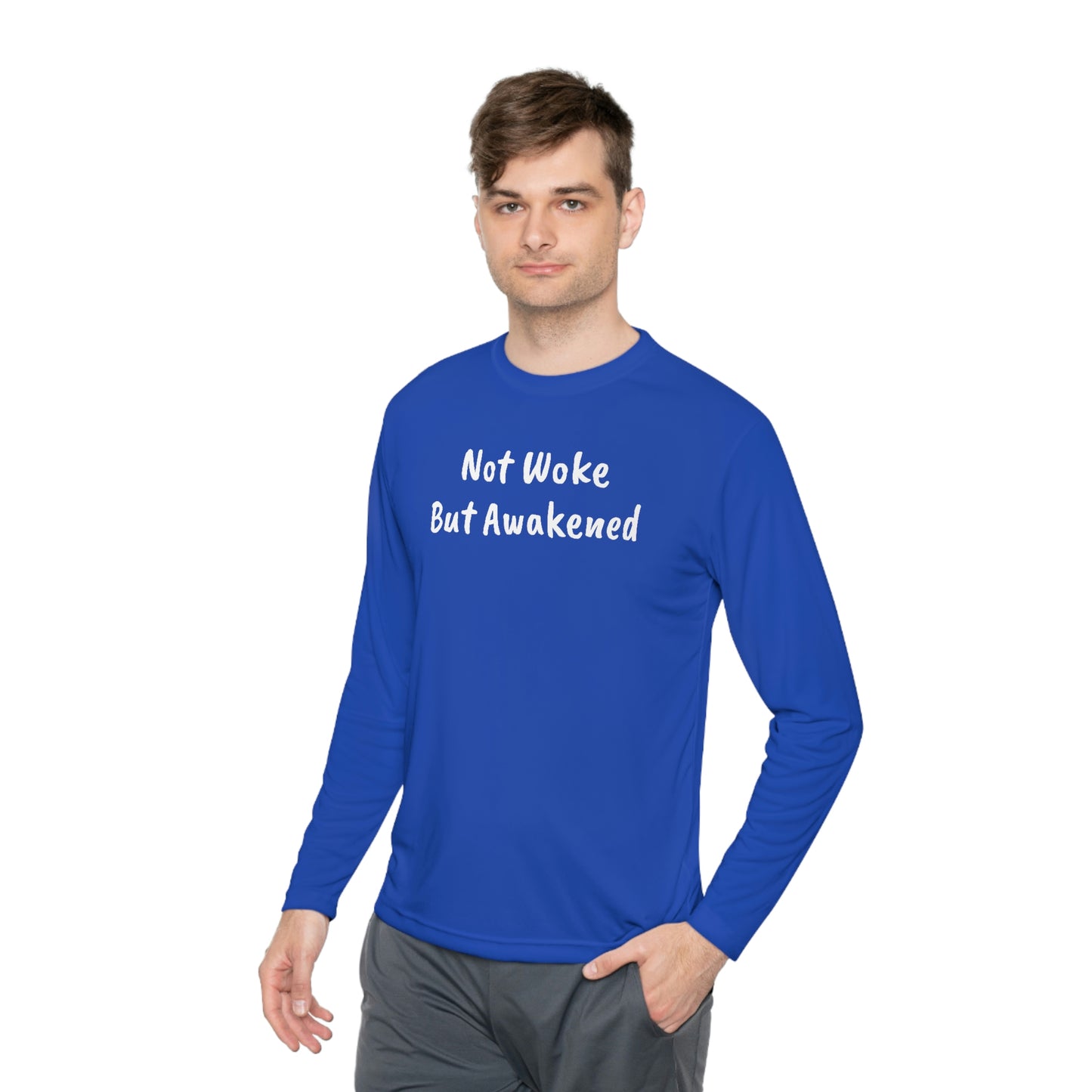 'Not Woke But Awakened' Athletic Fit Long Sleeve Tee