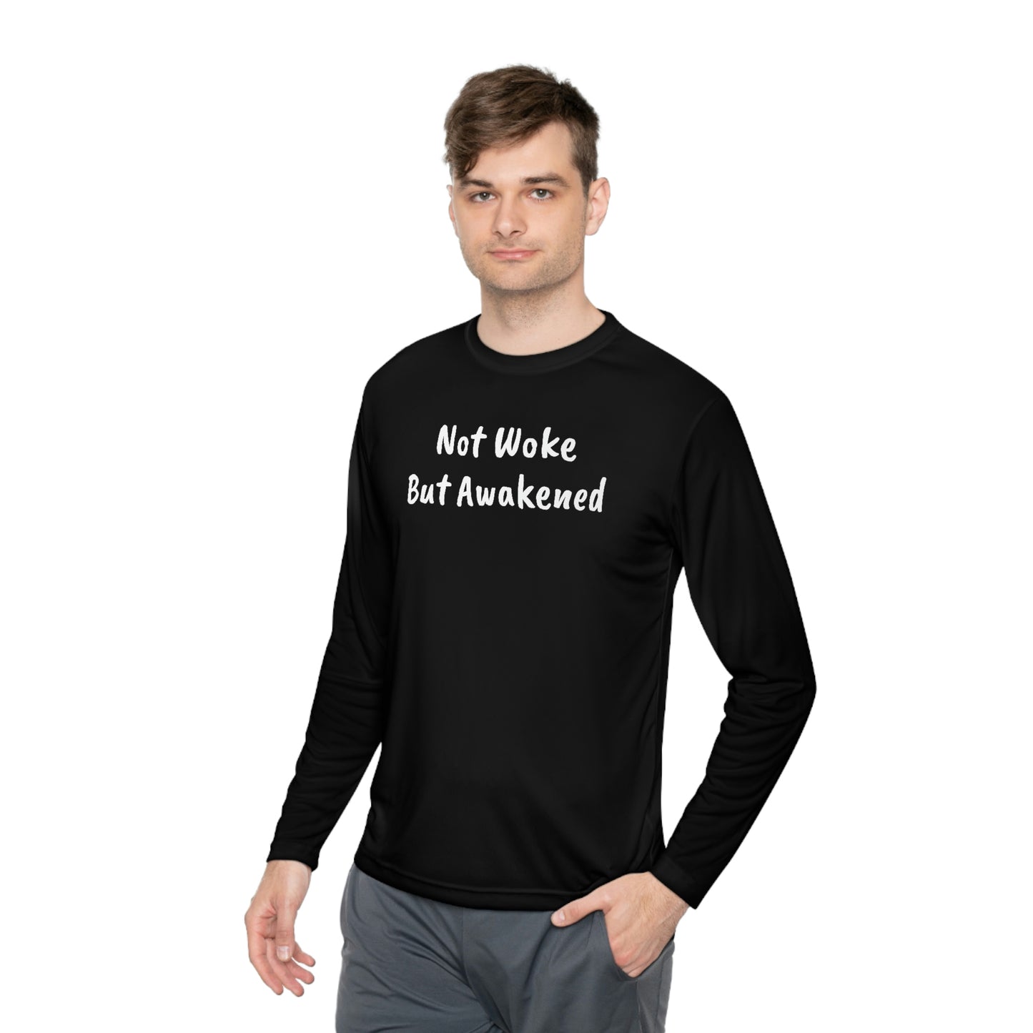 'Not Woke But Awakened' Athletic Fit Long Sleeve Tee