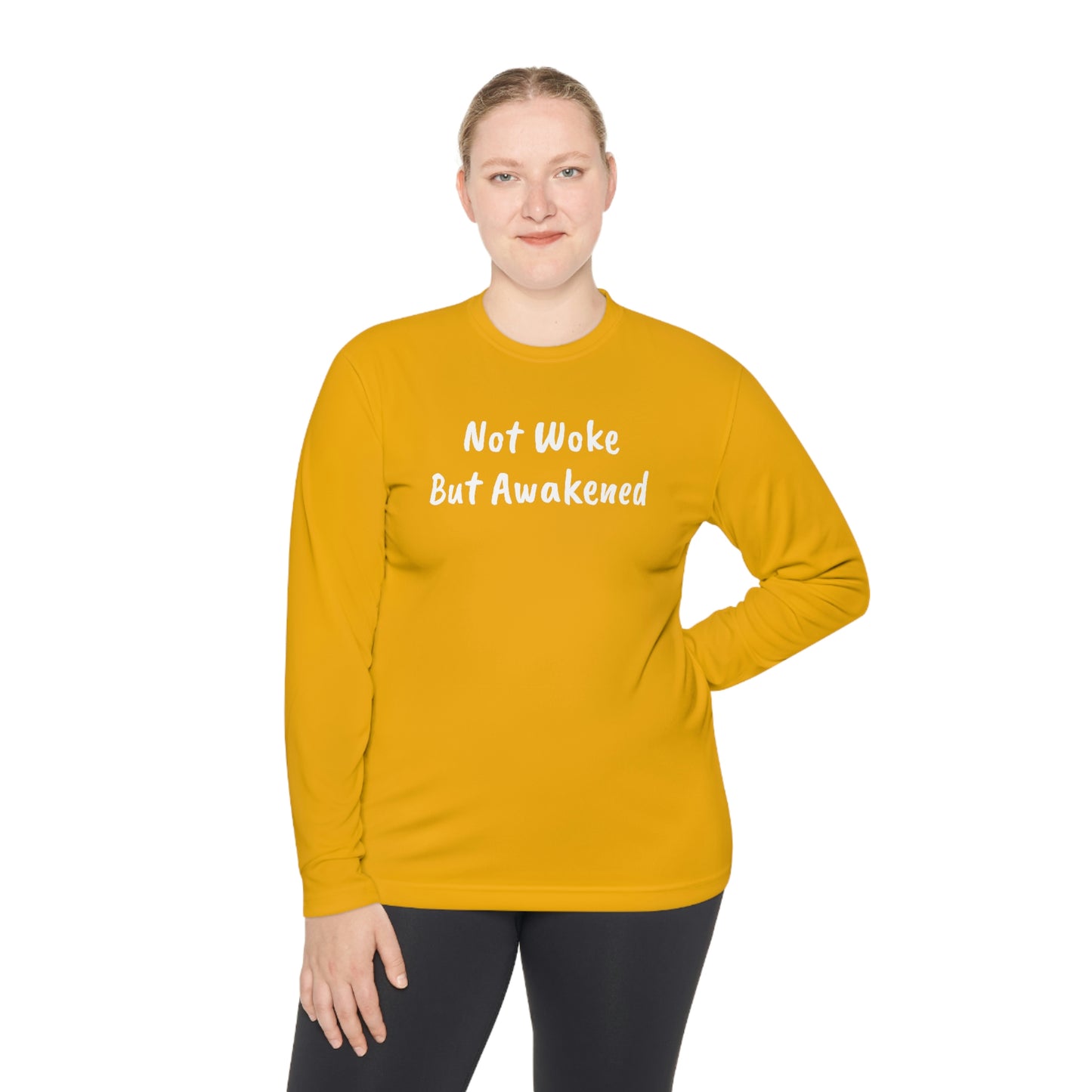 'Not Woke But Awakened' Athletic Fit Long Sleeve Tee